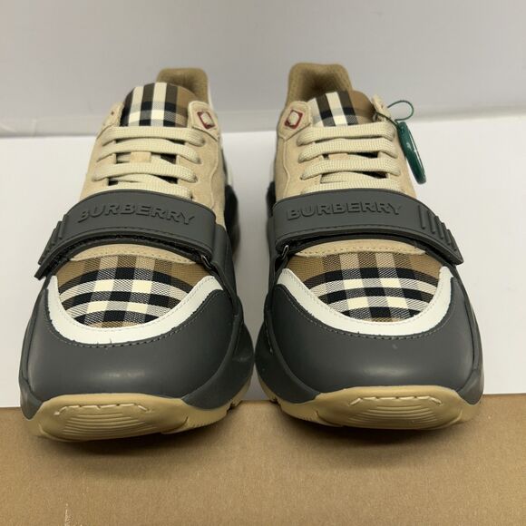 Authentic Burberry Ramsey Multi Taupe Brown Low Top Sneakers Size US 9 EU 42 NEW - Picture 7 of 13